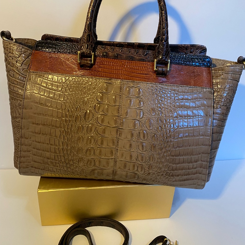 Elegant Brahmin Crocodile-Embossed Multi-colored Handbag - Picture 2 of 10